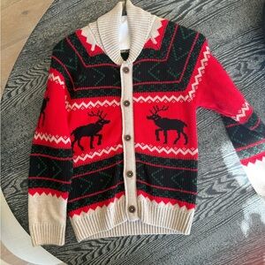 Hayley Boys Holiday Elks Shawl Collar Cardigan